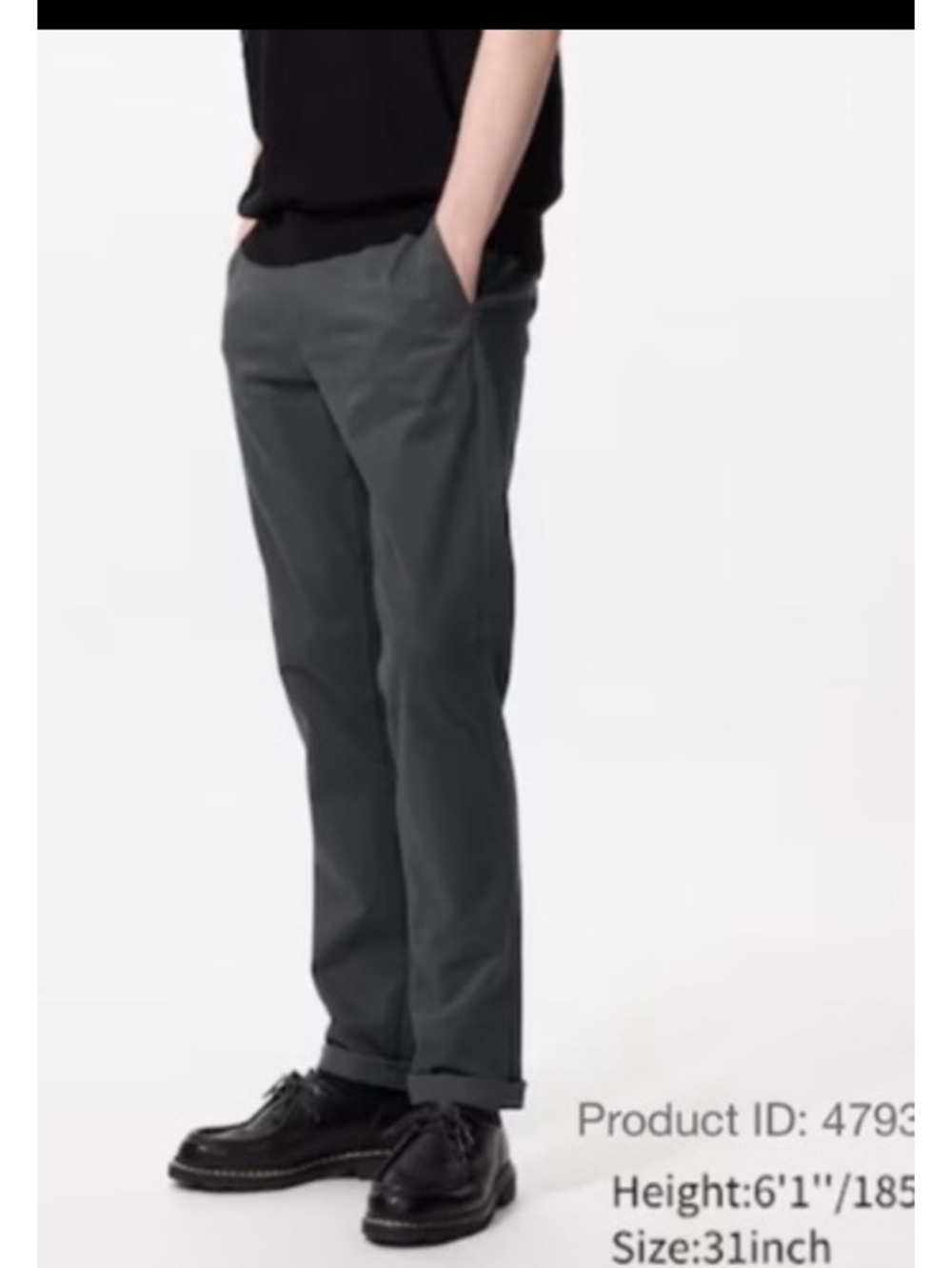 Uniqlo Tan Chinos Slim Fit Versatile Style shade 64 blue front flat  W 34 X34 L